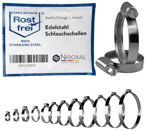 2 Stück rostfreie Schlauchschelle aus Edelstahl W4 V2A | Spannbereich Ø 200-220 mm = 20-22 cm | Bandbreite 12 - mm | Rohrschelle Schlauchklemme Sortiment DIN - 3022