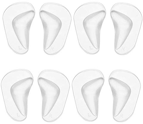 4 Pairs Clear Gel Arch Support Insoles, Orthotic Insoles Silicone Orthopedic Foot Insoles Flat Feet Arch Support Plantar Fasciitis Shoe Arch Support Gel High Heel Inserts Cushion Pads for Women Men