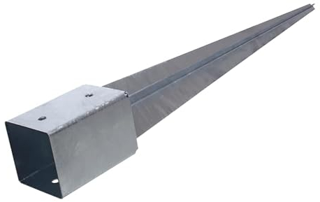 NAJDER Support de Poteau à Enfoncer, Douille à Enfoncer Ancre de Sol pour Poteaux Carrés Bois 50x50 mm, Longueur 600 mm, Acier Galvanisé à Chaud, Fixation Clôture, Balançoire, Pergola