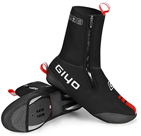 PLATTBK Fahrrad Überschuhe Winter Rennrad Uberschuhe Thermo Kälteschutz Wasserdicht Mit Reflektor-Streifen für Herren und Damen(XXL)