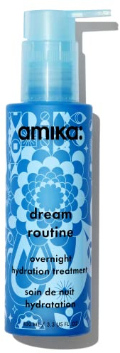 amika dream routine hydrating overnight hair mask - leave in conditioner treatment with polyglutamic + hyaluronic acid - silicone-free hair care to deeply moisturise strands + reduce breakage (100 ml)