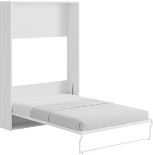 Vente-unique-Cama abatible 140 x 200 cm - Apertura Vertical Manual - Blanco - Malina II