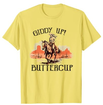 Vintage Country Western Giddy Up Buttercup Western Cowboy T-Shirt