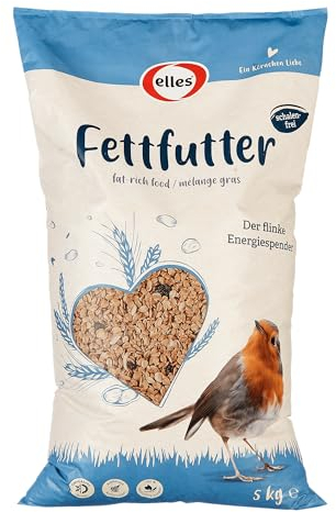 elles Fettfutter 3 x 5kg I Energiespender mit 100% natürlichen Zutaten | Ganzjähriges Wildvogelfutter für prächtige Gartenvögel | Schalenfrei | Ideal für Terrasse & Balkon…