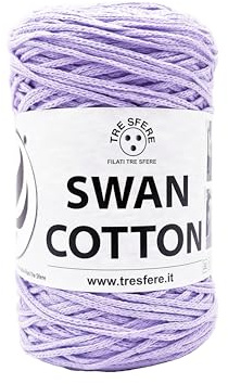 SWAN COMTON (2516 - Ljus lila), garn för väskor, hattar, korgar, underlägg, kopplingsväska, sammansättning 70 % återvunnen bomull, 30 % polyester, spole 250 gram 250 meter