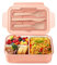 Diboniur Brotdose, Lunchbox mit Fächern Besteck Kinder Erwachsene 1400ML Bento Box für Mikrowelle, Spülmaschine, Schule, Picknick, Arbeit (Rosa)