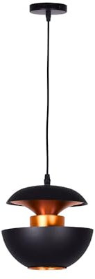 BEL AIR HOME - Lámpara Colgante Bonn Estilo Vintage - Ajustable, Ligera, Ideal para Salones y Bares - Negro y Oro, 25 CM, Metal