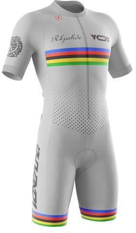 Herren Fahrrad Skinsuit,Kurzarm-Radsportanzug,Gepolstert Einteilig Trisuit Bike Short Trisuit Einteiler Für Wettkampf,Handgefertigter Hochdichter Schwamm (Typ-2,L)