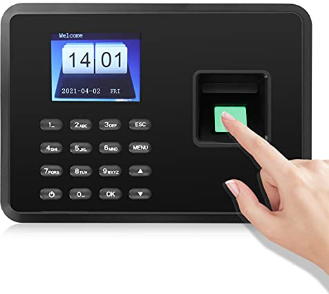 Máquina de asistencia, Máquina de asistencia por huella dactilar, capacidad para 1000 usuarios, Máquina de asistencia biométrica por huella con pantalla color de 2,4 pulgadas para empleados