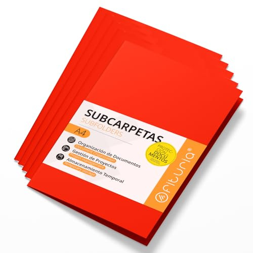 Cartelline Cartoncino A4, Raccoglitori Documenti di Carta 180gr, Cartella Portadocumenti per Archiviazione, Confezione da 50 Carpette Portadocumenti Colorate per Ordinare Documenti - Ofituria (Rosso)