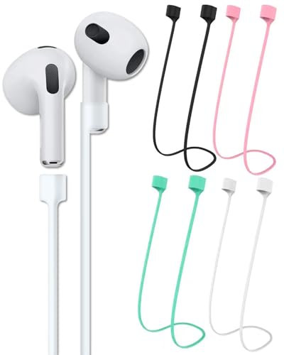 MOPZIJA 4 Piezas Magnéticas Cordón Auriculares Inalámbricos, Deporte Correa de Cordón para Auriculares Silicona Suave Correas Antipérdida Compatibles con AirPods Pro 1 2 3, accesorios，Universal