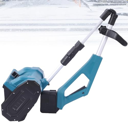 Pala quitanieves eléctrica con 2 baterías de iones de litio, barredora de nieve manual inalámbrica de 1000 W con dirección ajustable y pértiga telescópica, sopladora de nieve plegable para caminos e