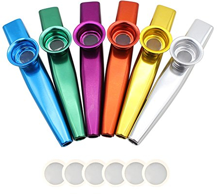 NouveLife Lot de 6 Kazoo Métal en Alliage d'Aluminium Longueur de 12cm avec Membrane pour Accompagnement de Guitare ou d'Harmonica