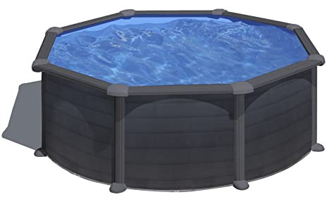 Gre Pool KITPR358GF Granada - Aufstellpool aus Stahl, rund, mit Graphitoptik. Abnehmbare Gartenpool. 350 x 132 cm