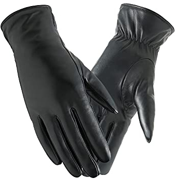 FEIQIAOSH Winter Leather Gloves for Women, Cashmere Lined Touchscreen Gloves for Texting, Premium Soft Sheepskin Warm Glove