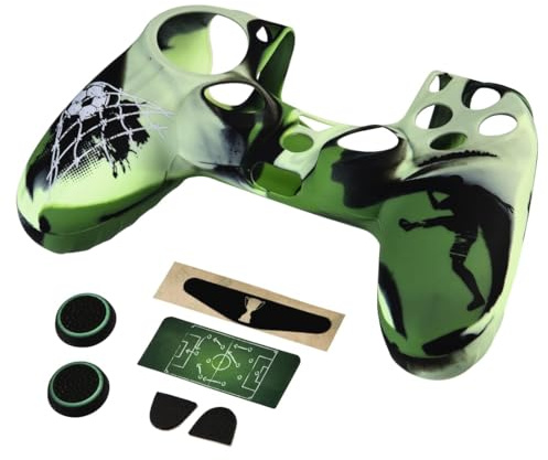 Hama Controller-Hülle Silikon Zubehör Set für PS4 Slim/PS4 PRO Controller, (Schutzhülle mit Thumbstick-Kappen, Trigger-Aufsätzen, Touchpad-Schutzfolie, Sticker, Silikon Case, Fußball)