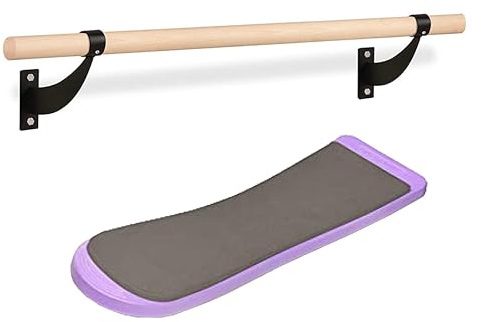 flybold Wall-Mounted Ballet Barre with Turning Board and Premium Wooden Bar - Home Workout and Dance Equipment - Rust, No Wobble - 4ft, 1.5ft Diameter - Multiple Colors