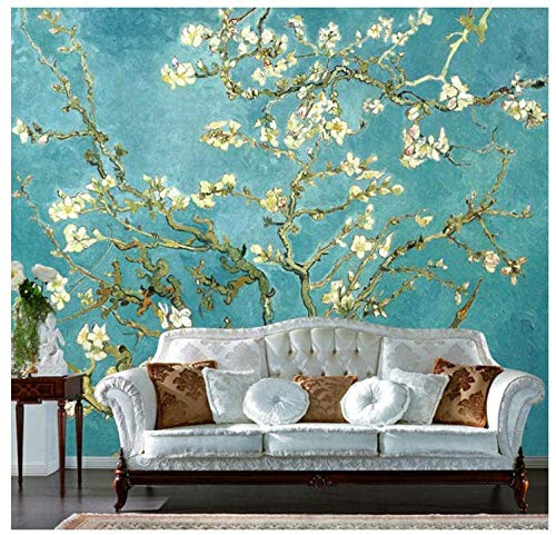 Papier peint photo Fleur d'amandier de Van Gogh Papier peint intissé Tableaux Muraux moderne et minimaliste Tapisserie Decoration Murale Poster Salon Appartement (280x240 cm)