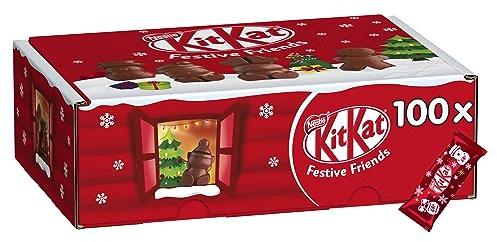Nestle Kit Kat Christmas Friends 100 Assorted Milk Chocolate Christmas Figures Bulk Chocolate Box, 820 g
