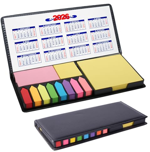 2000 Pieces Sticky Note Set, Self Sticky Page Markers with PU Box, Colored Index Notepad Writable File Flags Tabs for Planner Notebook