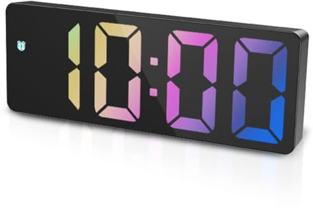 Ankilo Digital Alarm Clock, LED Clock for Bedroom, Electronic Desktop Clock with Temperature Display, Adjustable Brightness, Voice Control, 12/24H