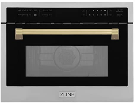 ZLINE Autograph Edition 24 1.6 cu ft. Built-in Convection Microwave Oven in Stainless Steel and Champagne Bronze Accents