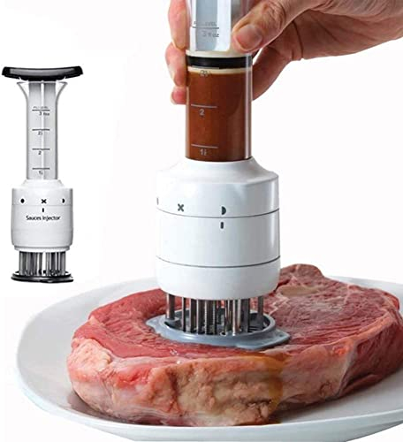 ZOOPIE Viande Marinade Injecteur Acier Inoxydable Viande Attendrisseur Aiguille Marinade Saveur Seringue Pénétration Profonde Cuisine Outil Cuisson Viande Volaille Dinde Poulet BBQ/959