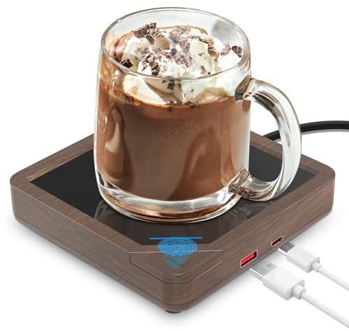 yolin Kaffemugg värmare: Ljusvärmare kaffevärmare för skrivbord, automatisk avstängning ljus, vaxvärmare för doftande vax smart uppvärmd muggvärmare för kaffe, te, varm choklad, mjölk, träkorn ingen