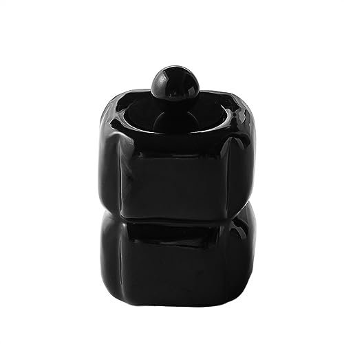 GLigeT Palillero Caja de Palillos de Dientes de cerámica Creativa for el hogar Caja de Almacenamiento de hisopos de algodón Dispensador Soportes de Palillos (Color : Negro, Size : Black Beads)