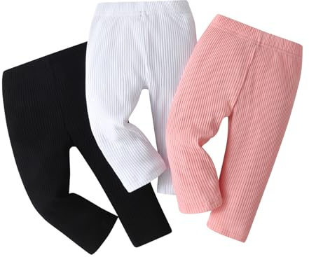 Baby Girl Leggings Solid Knitted Cotton Pants(Pack of 3)