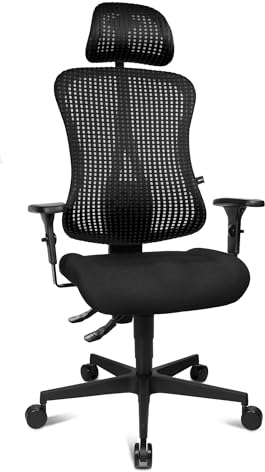TOPSTAR Sitness 90 P X ergonomischer Schreibtischstuhl, Bürostuhl mit bewegter Sitzfläche + Kopfstütze schwarz, SU70PBC00X