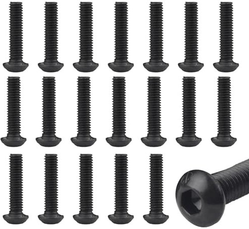 Okaywork M6x20 Tornillo de Cabeza Alomada Hexágono Interior,Negro Tornillo a Máquina Acero Inoxidable Tornillo Roscados Totalmente pour Les Connexions Mécaniques,No es fácil deslizar los dientes 20pcs