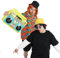Superstar DJ Duo Costume - Large - Red Hawaiian Shirt, Ginger Wig, Black Bucket Hat, Black Wig, Yellow Bucket Hat, Round Blue Lens Glasses, Inflatable Boombox - Adults TV Film Fancy Dress Costume