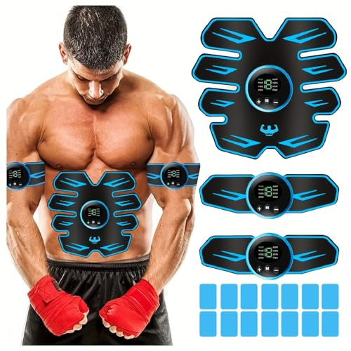 BENTENG EMS Muscle Stimulator - 8 Modes & 19 Intensities - ABS Trainer Muscle Toner - Electric Abdominal Toner - For Abdominal/Arm/Leg/Hip Training