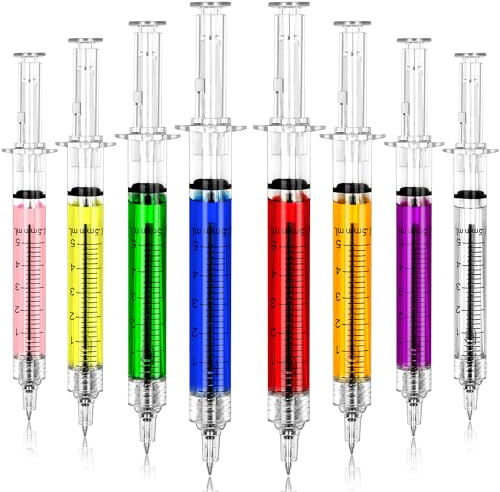 24Pcs Syringe Pen, Multi-Color Retractable Fun Nurses Week Gifts Bulk, Black Ink Novelty Pens Set, Nurse Accessories for Work and Nursing School Supplies, Imaginary Doctor Play Cool Gifts for Nurses