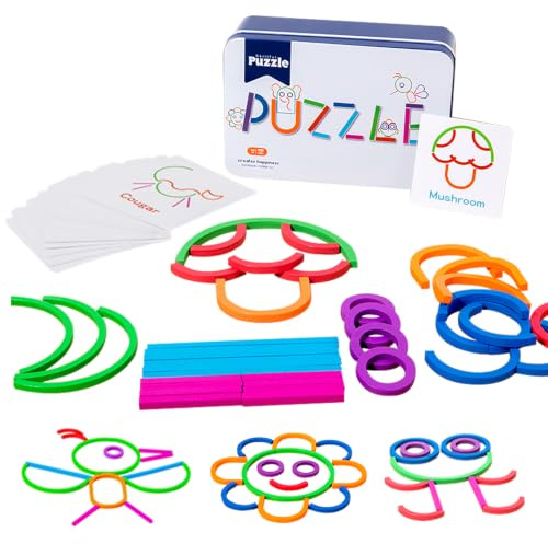 KUKUTrue® Jouet Montessori 3 4 5 6 Ans, Jeu Bâtons Bois Incurvés, Jeux Enfant 3 Ans, Puzzle Montessori Jouets, Motricité Fine, Reconnaissance De Formes, Regalo Niño Niña 3–6 Años