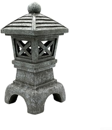 BildeeMait Solar Zen Pagoda Estatua de jardín LED Farol de poliresina Decoración al aire libre Torre de piedra japonesa Luz resistente a la intemperie para jardín, patio, camino, acento decorativo