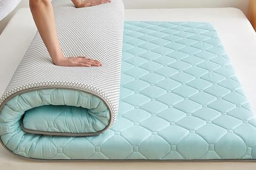 Colchón futón japonés portátil para camping, tamaño individual, doble, queen, verde, 120 x 200 cm, ideal para dormitorio y uso al aire libre