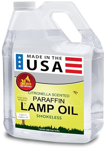 Ner Mitzvah Citronella Scented Lamp Oil, 1 Gallon - Smokeless and Odorless Insect and Mosquito Repellent Paraffin Lamp Oil for Indoor and Outdoor Lanterns, Torches, Oil Candle