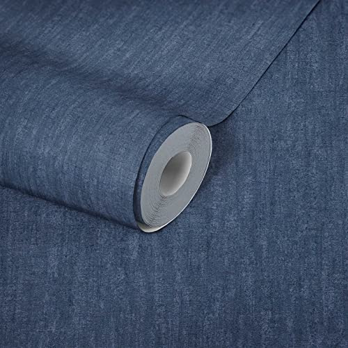 Livingwalls Vintage Uni Tapete Dunkelblau 382051 Vliestapete Blau für Wohnzimmer Küche Büro 10,05x0,53m Made in Germany