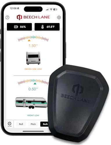 Beech Lane Wireless RV Leveling System, Made in the USA, User-Friendly Phone App With Real-Time Precise Leveling Measurements, Advanced Wireless Camper Leveler, Included AA Batteries, Patented