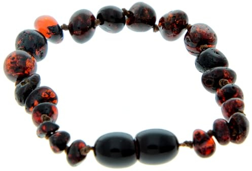 SilverAmber Jewellery UK nytt baltisk bärnsten vristlänk armband körsbär – handgjort 100 % äkta bärnsten polerade pärlor – premiumkvalitet – storlekar 12–27 cm – (storlek: 13 cm), Harts Tyg, Bärnsten