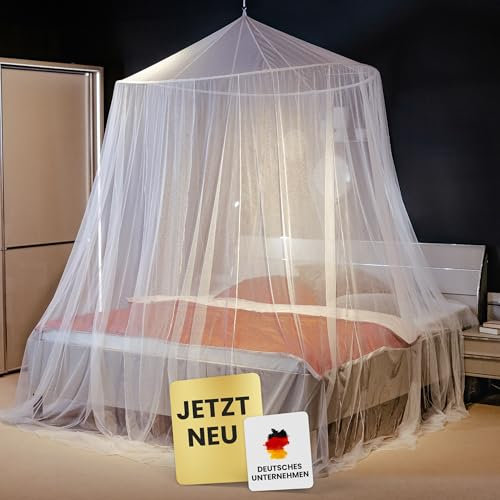 lilimaus Betthimmel Doppelbett XXL Rund Riesig - Himmelbett Vorhänge - Baldachin weiß - Bettvorhang Kinder - Himmel für Bett - Vorhang Kinderzimmer Mädchen & Jungen - Moskitonetz Doppelbett