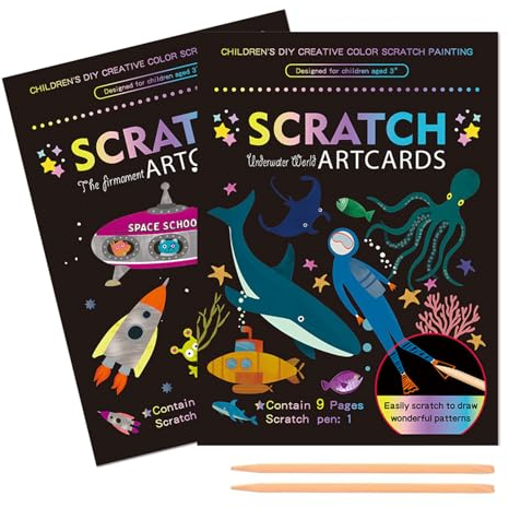 Kratzbilder für Kinder,Magische Scratch Art Buch für Kinder,LLOGVLTU Scratch Book,Kratzpapier Set zum Zeichnen und Basteln,Regenbogen Magie Scratch Off Papier Set für Kinder Kunsthandwerk.