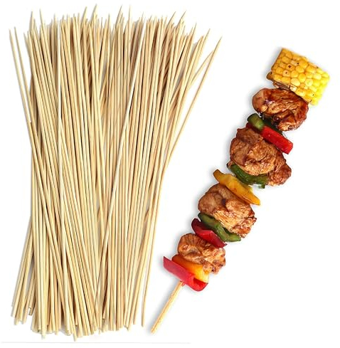 MATANA 1000 Bamboo Wooden Skewers, 15cm / 6 Inch - Mini Skewers, Fondue Sticks, Chocolate Fountain, Finger Foods, Kebab, Kabob, BBQ, Barbecue, Fruits, Grilling - Natural & Eco-Friendly