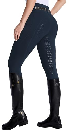 DMVOD Pantaloni da equitazione da donna Active Silicon Grip Full Seat Pantaloni da equitazione per le donne, Navy, XL