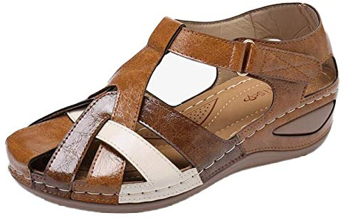 Sandalias ortopédicas para mujer, espolón calcáneo, zapatos de verano, sandalias de trekking, sandalias ultra cómodas, antideslizantes, sandalias de cuña cerradas con plantilla suave, zapatos de