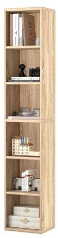 Levede 6 Tier Tall Bookcase,Freestanding Bookshelf with 6 Open Storage Cubes, Modern Cube Shelving Unit for Living Room, Bedroom & Home Office,Oak