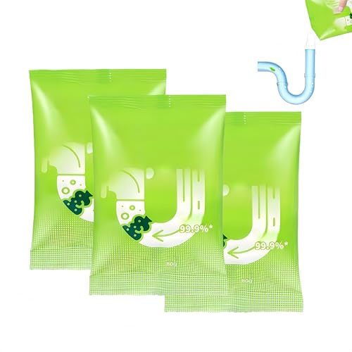 Leistungsstarkes Rohrreinigungspulver, 80 g, leistungsstarker Abflussreiniger, Rohrreinigungsmittel, für Küche, Bad und Toilette. (3STÜCK)