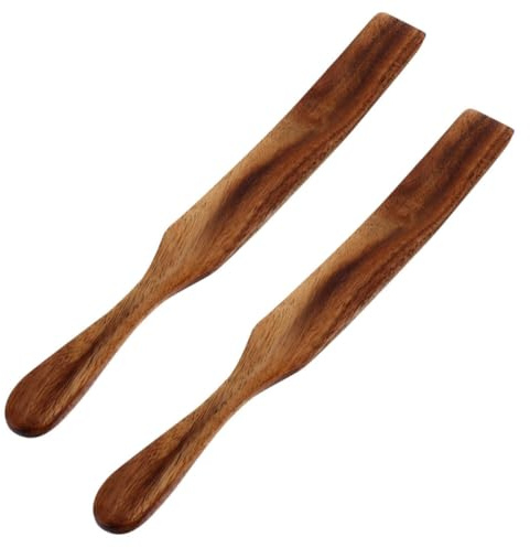 NOLITOY Lot de 2 Spatules à Beurre Fromage en Bois Manches Ergonomiques Taille Compacte Racloirs Multifonctions Cuisine Pâtisserie Mélange et Service Usage Domestique et